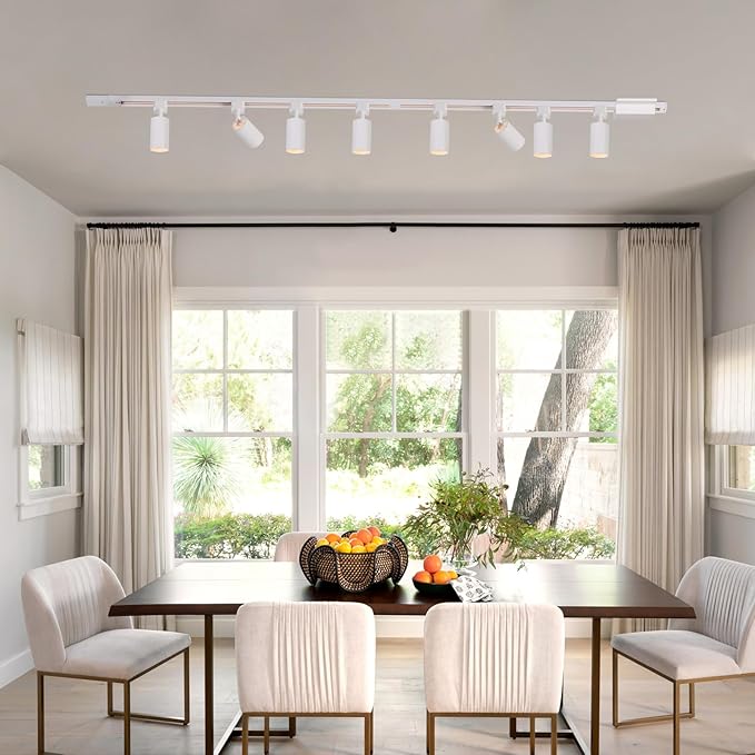 8-Light LED Track Lighting Kit with 6.6FT H Track Lighting Rails & Floating Canopy Connector, GU10 Track Light Kit, Modern Kitchen Track Lighting Fixtures Ceiling Spot Light, White (No Bulbs)