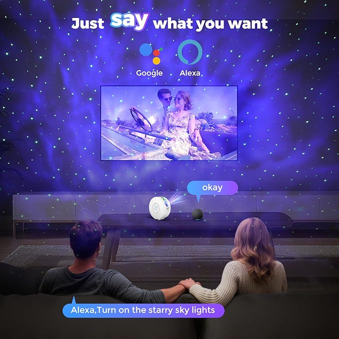 Galaxy Projector,Star Projector,Northern Lights Projector with 6 Film Discs,24H Timer,White Noises,Bluetooth Speaker,Smart APP&Voice Control,LED Starlight Night Light Projector for Kids Bedroom