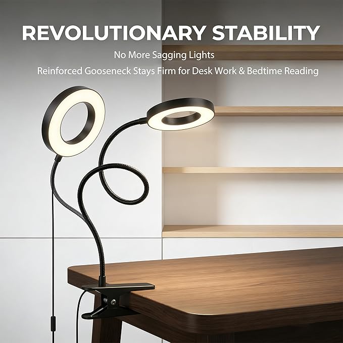 LED Clip On Book Light Desk Lamp with 3 Color Modes,10 Brightness Levels Flexible Arm Night Light,USB Powered Eye-Care Bedside Reading Light for Kids Books in Bed, Table Lamp for Home Office Dorm