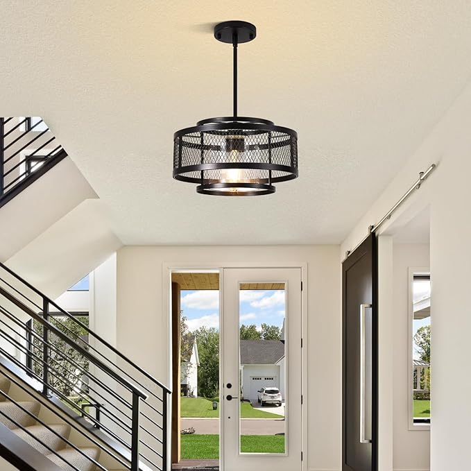 13" Modern Pendant Lights Kitchen Island, Black Pendant Light Fixtures Farmhouse Kitchen Island Lighting, Industrial Hanging Pendant Lights Fixture for Kitchen Island Dining Room Hallway Entryway