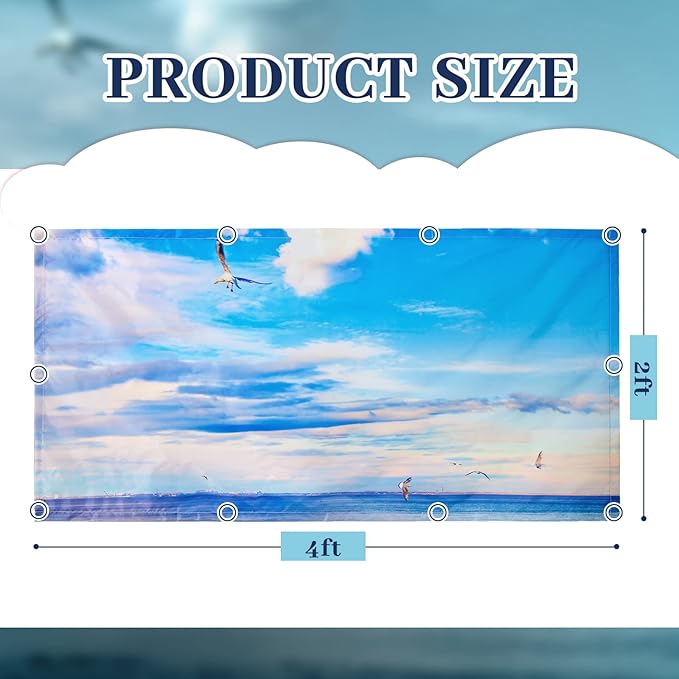 Hortsun 6 Pcs Magnetic Fluorescent Light Covers, 4 x 2 Feet Magnetic Classroom Light Covers for Fluorescent Shade, Drop Ceiling Lighting, School Office Classroom Decor(Blue Sky)