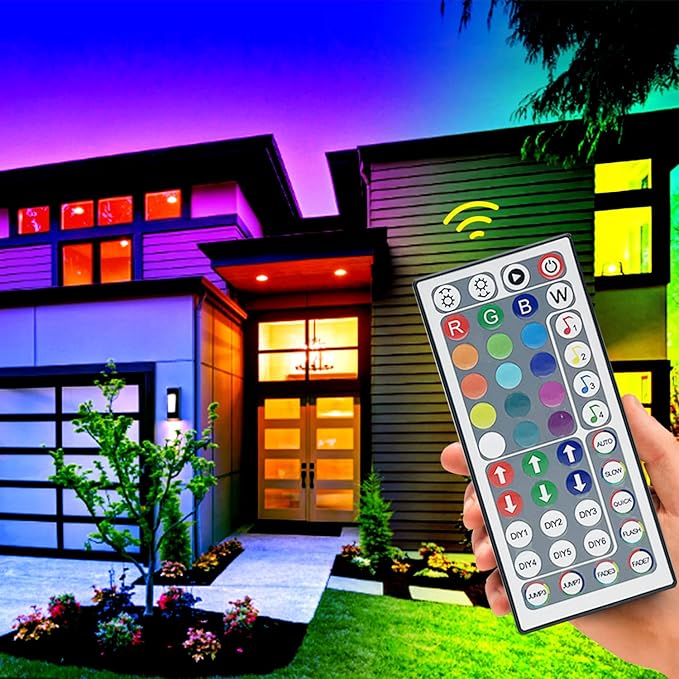 KEXU 44 Key RGB LED Strip Lights IR Remote Control, Remote Receiver for RGB LED Light Strip, 24V Power Adapter for LED Lights