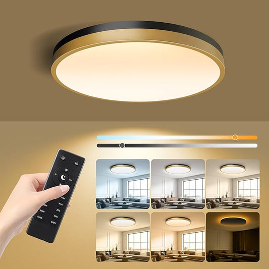 Lightania 11 Inch Flush Mount Ceiling Light with Remote Control & Night Light, 5CCT Dimmable Ceiling Light Fixture, 20W 2000LM 2700K-6500K Adjustable LED Ceiling Lights for Bedroom Kitchen Living Room