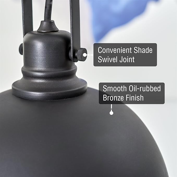 Kira Home Belle 9" Contemporary Industrial Pendant Light, Adjustable Length + Shade Swivel Joint, Oil-Rubbed Bronze Finish