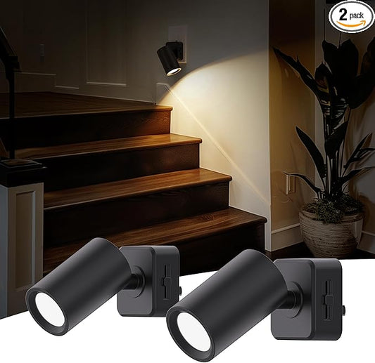 L LOHAS LED Night Lights Plug into Wall, [2-Pack] Rotatable Night Light with Dusk to Dawn Sensor, 0-100 LM Brightness Adjustable,Soft White 3000K Spot Light Nightlight for Bathroom Hallway Stairs