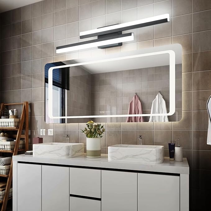 PRESDE LED Bathroom Vanity Light，Modern Black 32 Inch LED Wall Lighting Fixture Over Mirror 3CCT
