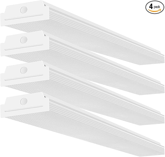 FAITHSAIL 4FT LED Wraparound 40W Wrap Light, 4400lm, 4000K Neutral White, 4 Foot Shop Lights for Garage, 48 Inch LED Light Fixtures, Fluorescent Tube Replacement, 4 Pack