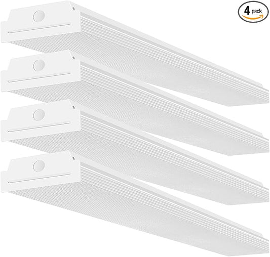 FAITHSAIL 4FT LED Wraparound 40W Wrap Light, 4400lm, 4000K Neutral White, 4 Foot Shop Lights for Garage, 48 Inch LED Light Fixtures, Fluorescent Tube Replacement, 4 Pack