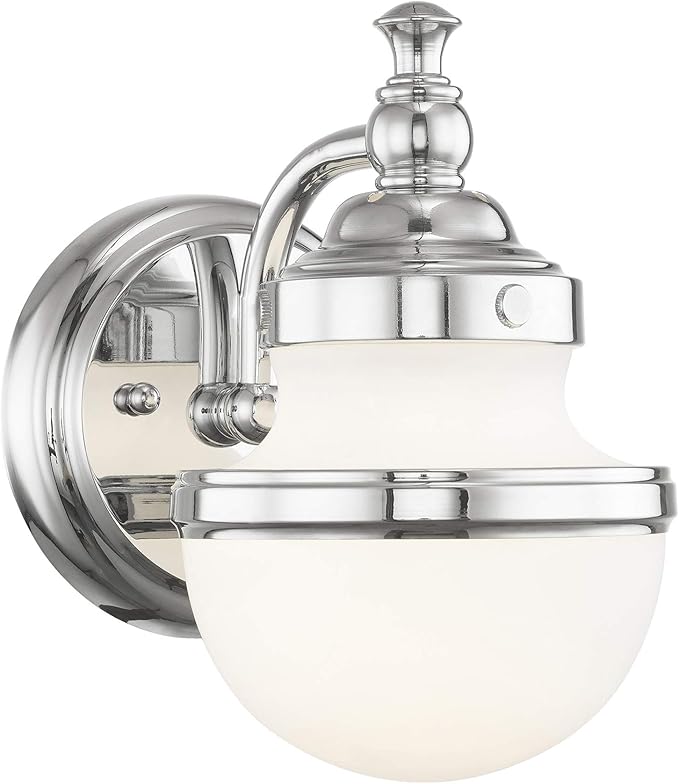 Livex 5711-05 Transitional One Light Bath Vanity from Oldwick Collection Finish, Polished Chrome