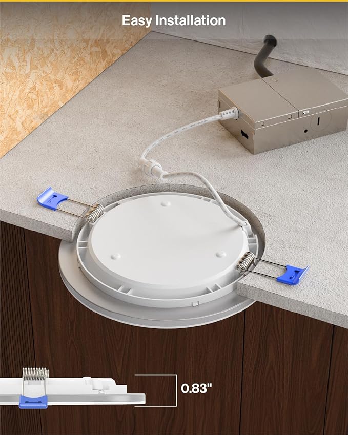 Sunco 24 Pack 6 Inch LED Recessed Light with Night Light, Canless Recessed Lighting, 1500 LM, 15W (150W Equivalent), Selectable CCT 2700K/3000K/4000K/5000K/6000K, Dimmable, with Junction Box