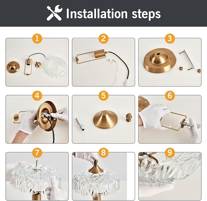 UOFUS Vintage Gold Semi Flush Mount Ceiling Light Fixture with Clear Glass Shade Antique Brass Small Chandelier Flower Close to Ceiling Light for Hallway Entryway Bedroom Porch Foyer Corridor Kitchen