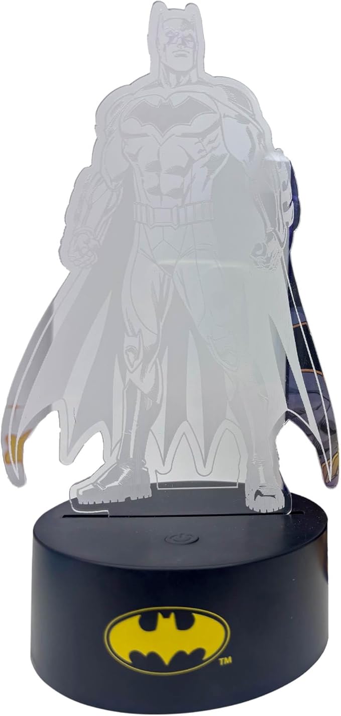 DC Comics Batman 3D Illusion LED Lamp,Superhero Night Light with Color Changing Effect,Desk Lamp for Bedroom, Nursery, Playroom Décor