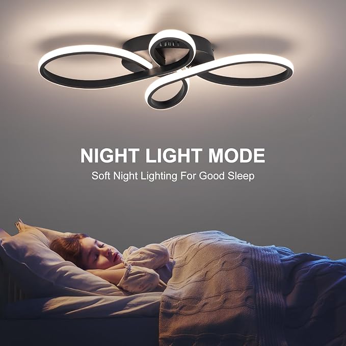 Modern LED Ceiling Light, Hallway Light Black Close to Ceiling Light for Kitchen Bedroom Balcony Bathroom Room (23.62Inch)