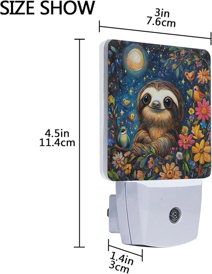Wamika Galaxy Sloth LED Sensor Night Light Set of 2 Birds Flowers Moon Table Desk Lamps with Adjustable Brightness Eye-Caring for Home Bedroom Office Parlour