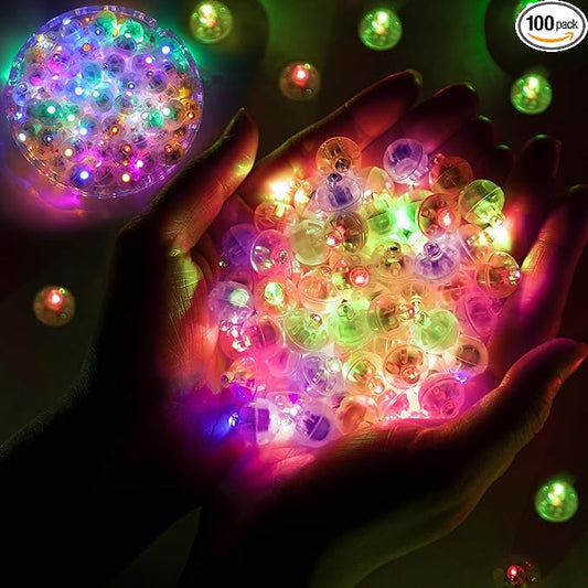 100pcs Flash Colorful Balloon Lights Mini LED Lights Round Long Standby Time Ball Lamps for Birthday Party Christmas Halloween Decoration Rainbow Waterproof Plastic