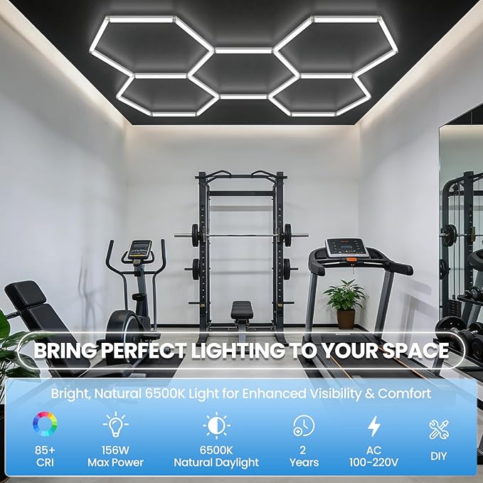Hexagon Garage Lights LED Garage Light - Easy Install 156W 6500K Super Bright Honeycomb Light for Workshop Warehouse Car Detailing Shop Exhibition Hall Gym (5 Pack )