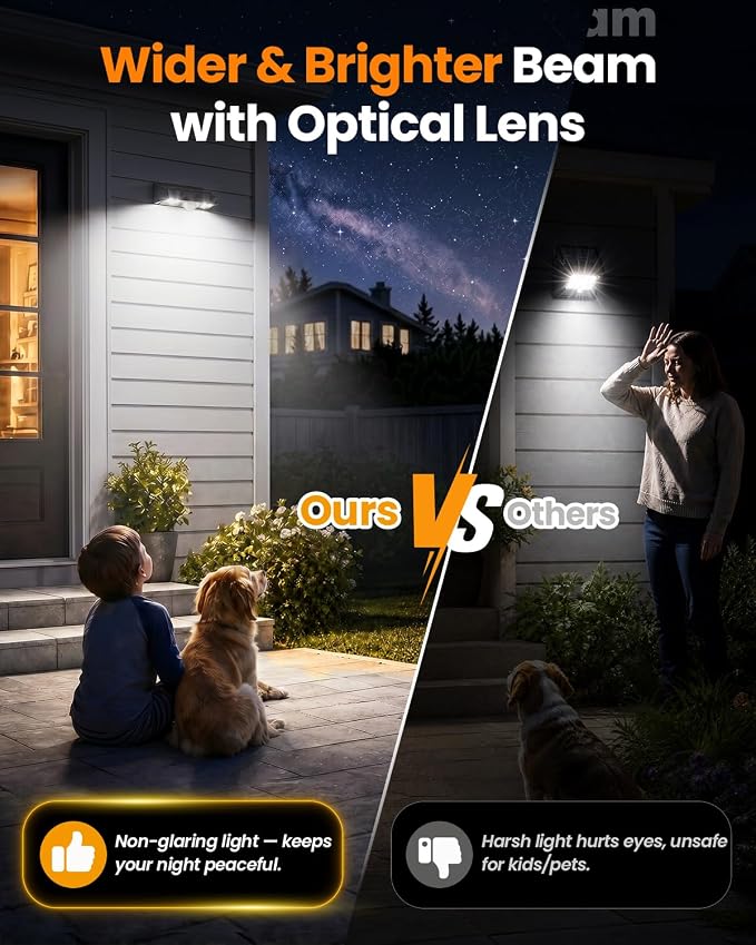 VOLISUN Fence Lights Solar Powered, Motion Sensor Outdoor Lights 160° Wide Angle 16.4FT Detection, IP65 Waterproof, 3 Modes, Dusk to Dawn, 6000K Cool White Solar Fence Lights for Garden Yard 8 Pack