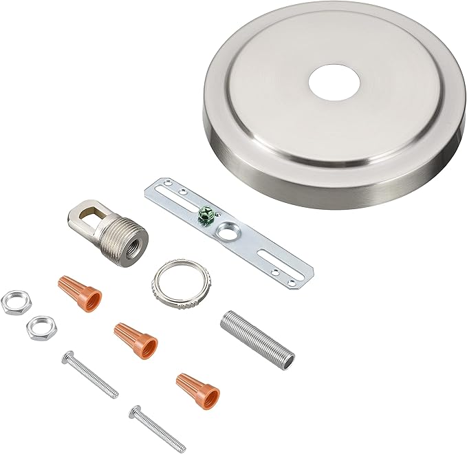 Aspen Creative 21508-31, Transitional Chandelier & Light Fixture Canopy Kit w/Collar Loop, Brushed Nickel, 5-1/2" Diameter, 1" Center Hole