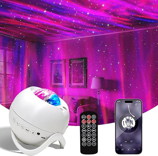 Star Projector Galaxy Projector for Bedroom, White Noise Bluetooth Speaker Northern Lights Projector, Suitable Gaming, Home Theater, Adult, Christmas Mood Night Light