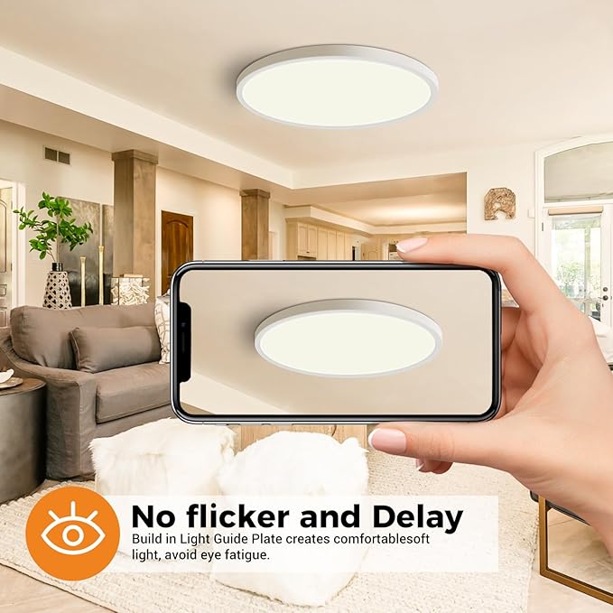 slochi 12Pack LED Flush Mount Ceiling Light,280W Equivalent Super Slim LED Ceiling Light, 3000K-6500K Selectable, 24W 2800Lm Round Light Fixture for Bedroom, Bathroom, Closet, Hallway
