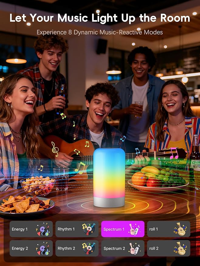 OIYN RGBICWW Smart Table Lamps, Touch Bedside Small Table Lamp, LED Desk Lamp with 30+ Scenes & 16M Colors, App & Touch Control, Color Changing Lamp for Bedroom Living Room Dimmable Night Light, Black