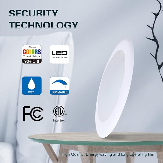 TOPELER 6'' Dimmable Flush Mount Ceiling Light, 15W Low Profile Surface Mount LED Disc Light, Installs into Junction Box or Recessed Can, 3000K Warm White 1000lm, ETL-Listed, 6 Pack