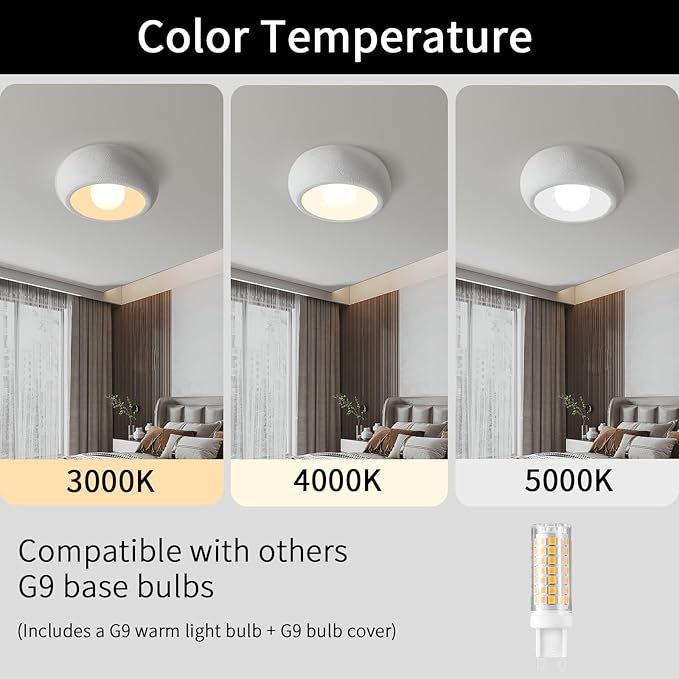 JAYMP Modern Ceiling Light for Dining Room Kitchen Island Hallway G9 Base Japanese Wabi-Sabi Style Round Lighting Fixture (Matte White, 30cm/11.8inch)