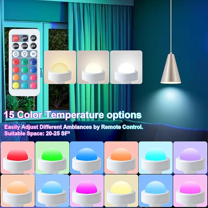 Dijiahua Brushed Nickel Battery Operated Pendant Lights Kitchen Island 3 Pack with Remote Control,Modern Wireless Rechargeable RGB Color Temperatures Hanging Lamp Fixtures with Silver Metal Shade