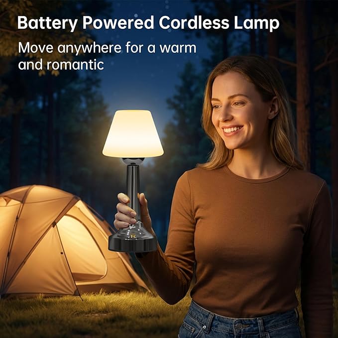 TRRMEZY Shower Lamp Waterproof Bathroom Lamp for Inside Shower Bathtub, 18-Hour Rechargeable Cordless Shower Light, 3-Color Temps Touch Dimmable Light, Small Relaxing Spa Night Lamp for Bathroom