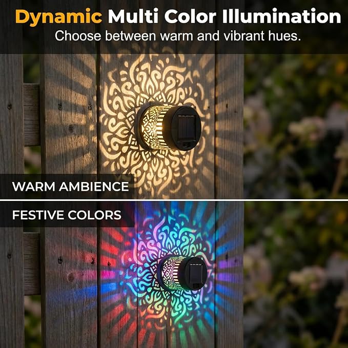 2026 New Decorative Solar Mandala Lights, Solar Mandala Lights Outdoor, Mandala Theme Waterproof Fence Light for Garden, Patio, Deck, Post, Fence Yard Decor (1PC)