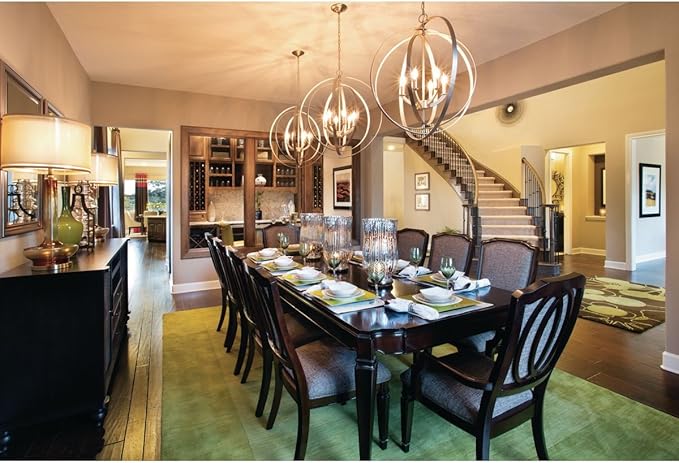 Equinox Collection Silver Six-Light Luxury Hanging Pendant Light