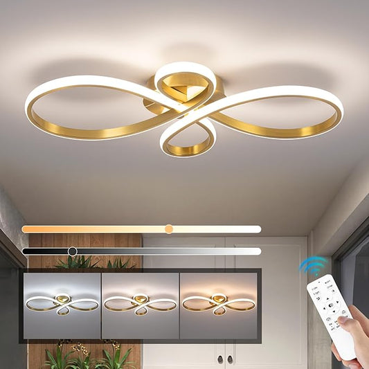 Modern LED Ceiling Light, Hallway Light Gold Close to Ceiling Light for Kitchen Bedroom Balcony Bathroom Living Room (23.62Inch)