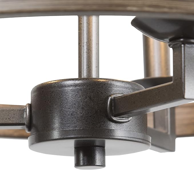 LALUZ Faux Wood Farmhouse Semi Flush Mount Ceiling Light Fixture for Bedroom, Hallway, Kitchen, Dining & Living Room and Foyer