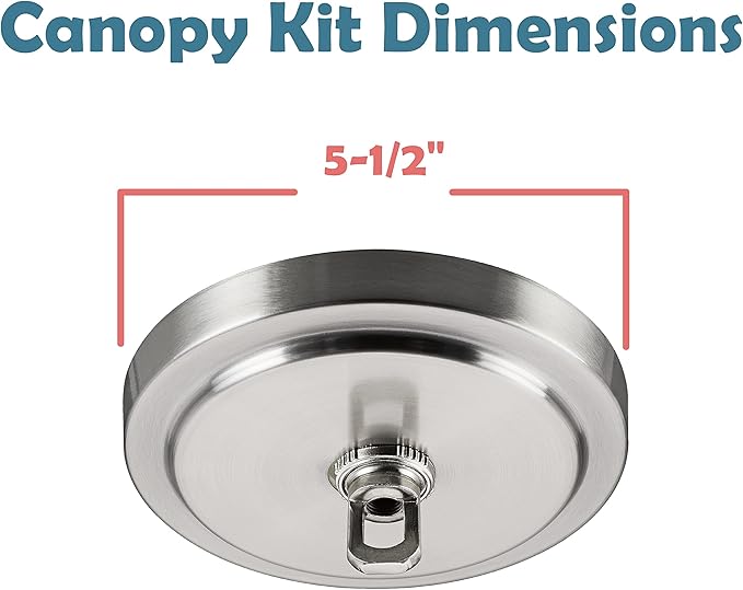 Aspen Creative 21508-31, Transitional Chandelier & Light Fixture Canopy Kit w/Collar Loop, Brushed Nickel, 5-1/2" Diameter, 1" Center Hole