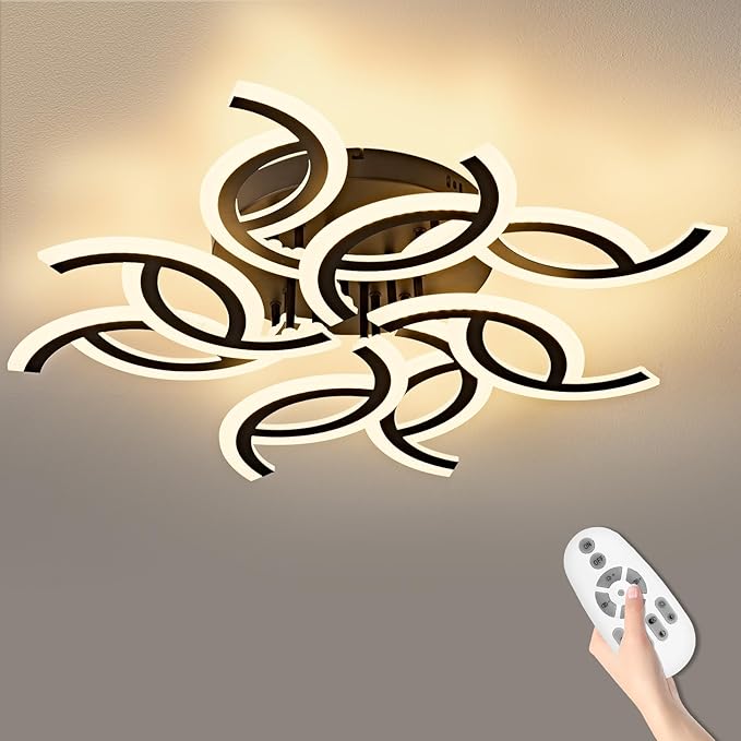 30.9 Inch Modern LED Ceiling Light with Remote, 3 Color Dimmable 56W, CRI90+ 3000-6500K Acrylic Ceiling Light Fixture for Living Room/Bedroom/Dinning Room