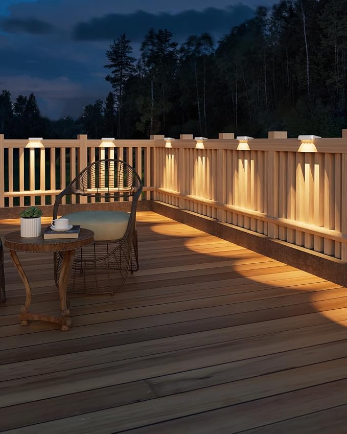 VOLISUN Solar Deck Lights 20 Pack, Warm White Glow LED Large Size Lamp, IP65 Waterproof Step Lights Outdoor for Deck, Step, Fence, Railing, Wall and Stairs(White)