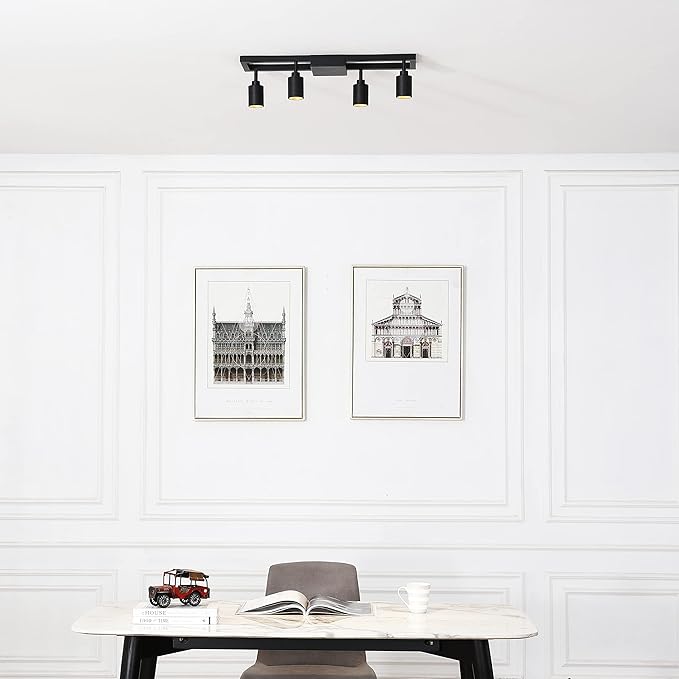 Shura - Square 4-Light Black Integrated LED Ceiling Light w/Rotatable Heads, Adjustable Flush Mount Ceiling Light, 3000K, 1820 Lumens