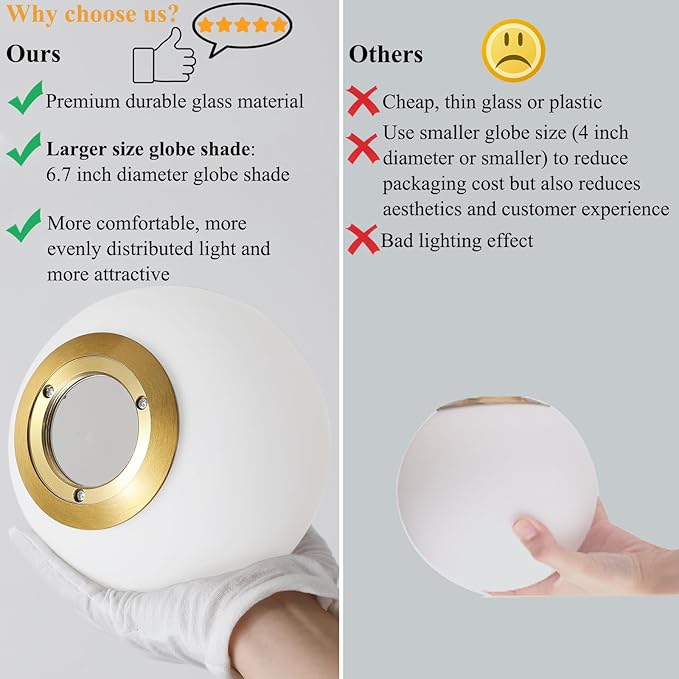 Modern Mid Century Globe Pendant Light,Brass Gold and Black Kitchen Island Pendant Lighting with Milk White Glass Shade,Hanging Pendant Light Fixtures for Living Room Bedroom