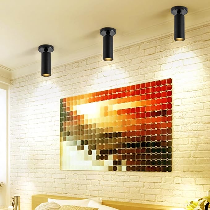 LED Ceiling Spotlight 3000K (Warm White 2Pack 12W No Dimmable,Spot Lights Black with 360° Pivoting Fixture, Adjustable Directional Indoor Spot Light,Tilt Angle Accent Lighting, 24°Beam Angle