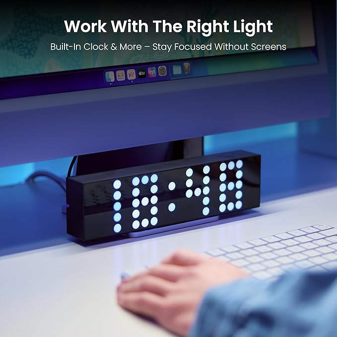 YEELIGHT LED Smart Lamp, 16M Colors Option Pixel Cube Smart Table Lamp, Music Sync RGB+IC Display for Clock/Emoji, Works with Alexa & Matter, 2.4GHz WiFi, Desk Lighting for Gaming, Kids Room, Bedroom