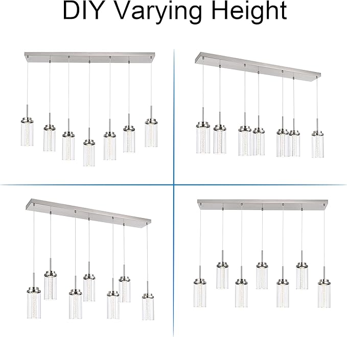 MELUCEE 43.3" Linear Chandelier for Dining Room Modern Led Pendant Light Fixtures 3000K-6000K Adjustable Color Temperature Dimmable Island Lights for Kitchen Living Room Office Bar, 35W