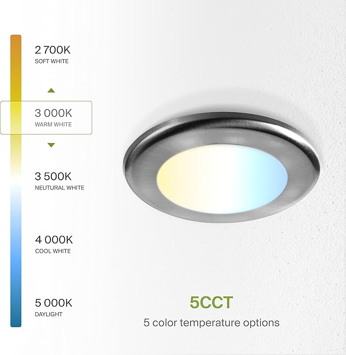 ASD 6 Pack LED Disk Lights 4 Inch, 10W 5CCT 2700K-5000K 685LM CRI90+, Dimmable Flush Mount Ceiling Light Fixture, Low Profile Surface Mount Disc, Junction Box or Recessed Can Install, UL