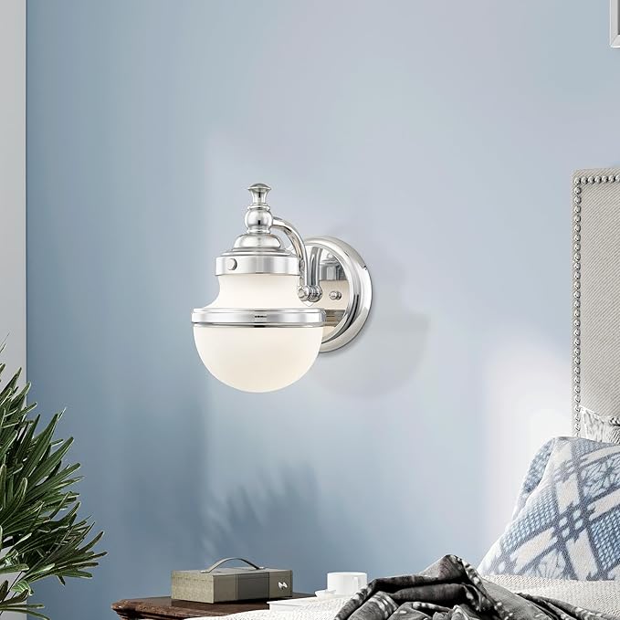 Livex 5711-05 Transitional One Light Bath Vanity from Oldwick Collection Finish, Polished Chrome