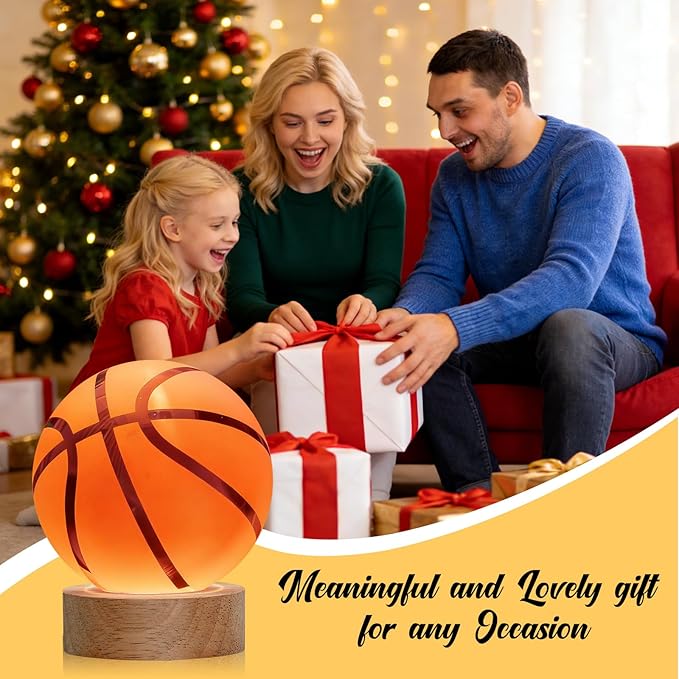 Basketball Night Light, 3D Crystal Ball Lamp with 16 LED Color Changing & Remote, 3.15 Inch Unique Desk Decor, Gift for Women Men Kids, Birthday Christmas Home Room Decoration, Basketball Lamp