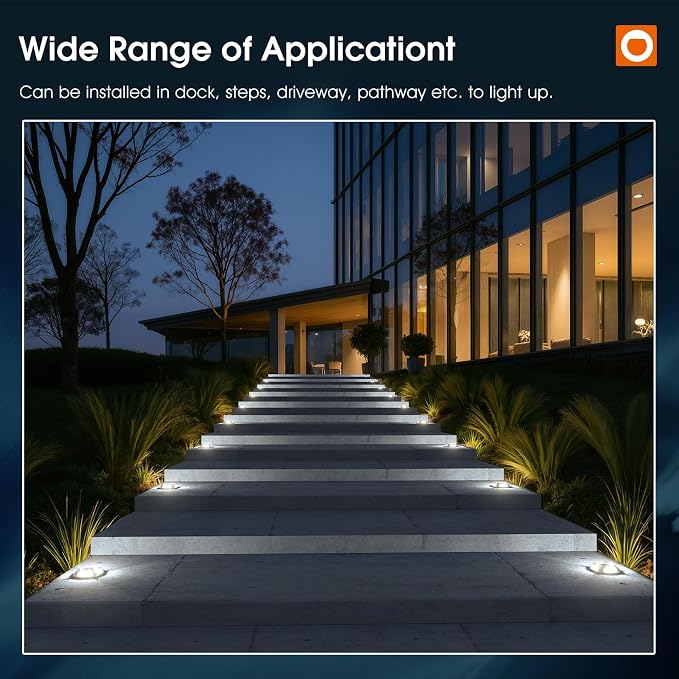 addlon Solar Driveway Lights Outdoor 8 Pack, 2 Color Modes LED Deck Dock Marine Waterproof Driveway Marker Lights for Step Sidewalk Stair Garden Pathway Walkway Yard (Warm White/Cool White)