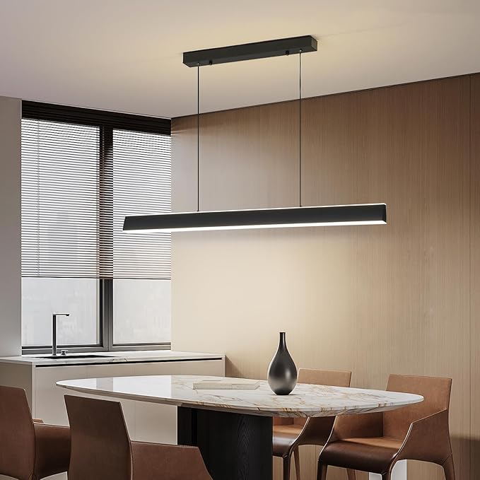 Modern Chandelier Light, 39IN LED Pendant Light with Remote Control 3000k-6500K Adjustable Color Temperature，Aluminum Island Lighting Lamp for Dining Room, Living Room