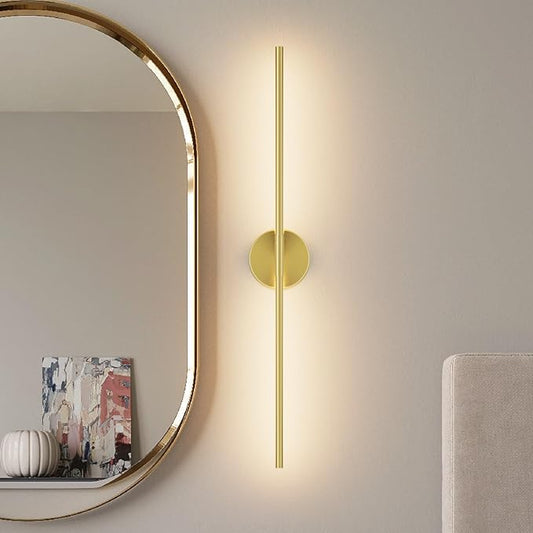 Modern Wall Sconce for Bathroom 33In Gold Vanity Light Fixture Hardwired 3000K Bathroom Sconce 360° Rotate Warm Light for Bedroom