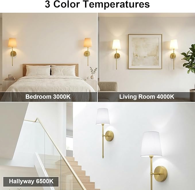 Battery Operated Wall Sconces Set of 2, Rechargeable Wireless Wall Lights with Remote, RGB Dimmable Wall Lamp for Bedroom Wall Decor Living Room Hallway (Gold)