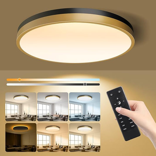 Lightania 15 Inch Flush Mount Ceiling Light with Remote Control & Night Light, 5CCT Dimmable Ceiling Light Fixture, 35W 3500LM 2700K-6500K Adjustable LED Ceiling Lights for Bedroom Kitchen Living Room