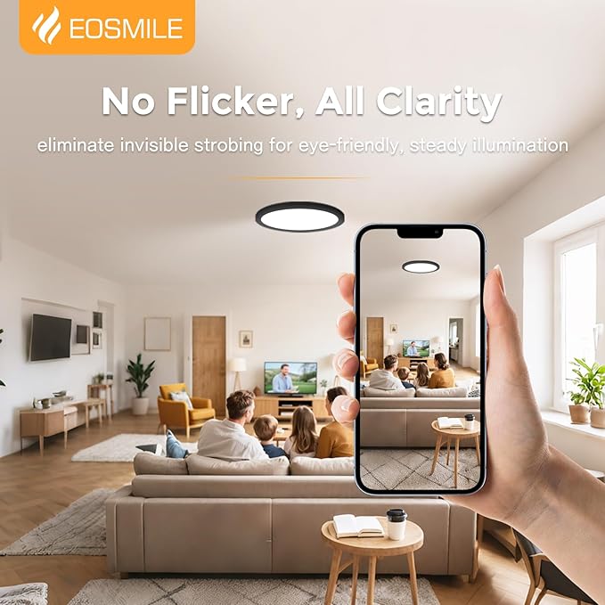 2Pack 15.8 Inch LED Flush Mount Ceiling Light, 35W, 120lm/W, 4200LM, CRI 95+, 2700K-5000K 5CCT Selectable & Dimmable, Black Round Flat Panel Light for Hallway, Kitchen, Bedroom, Laundry Room